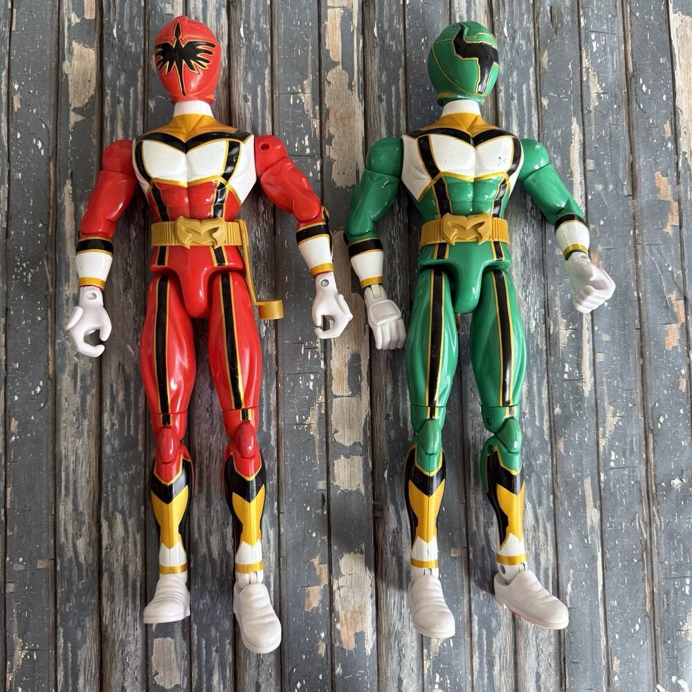 Bandai Power Rangers Mystic Force Lot of 2 Red and Green Ranger Figure 13" 2002